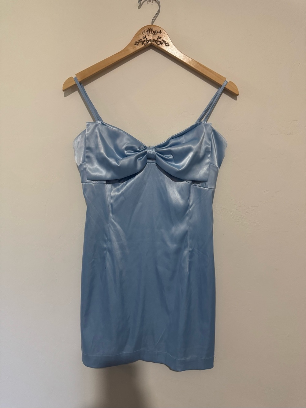 ALTAR'D STATE Sleeveless Light Blue Satin Mini Slip Dress Sweetheart Neck L
